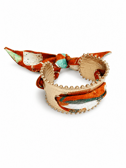 Fabric Metal Dotted Cuff Bracelet - Lavish Boutique09-JEWELRY