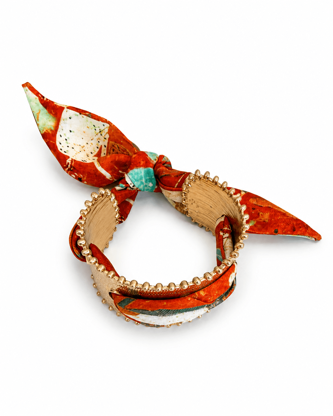 Fabric Metal Dotted Cuff Bracelet - Lavish Boutique09-JEWELRY