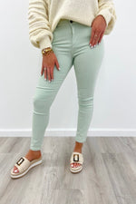 Mint Green Mid Rise Crop Skinny