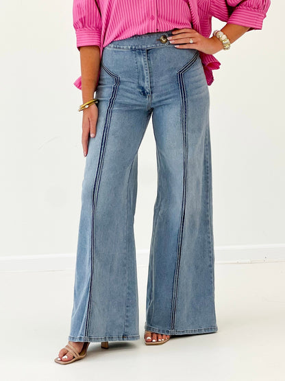 Fate High Waisted Wide Leg Jean - Lavish Boutique03-DENIM