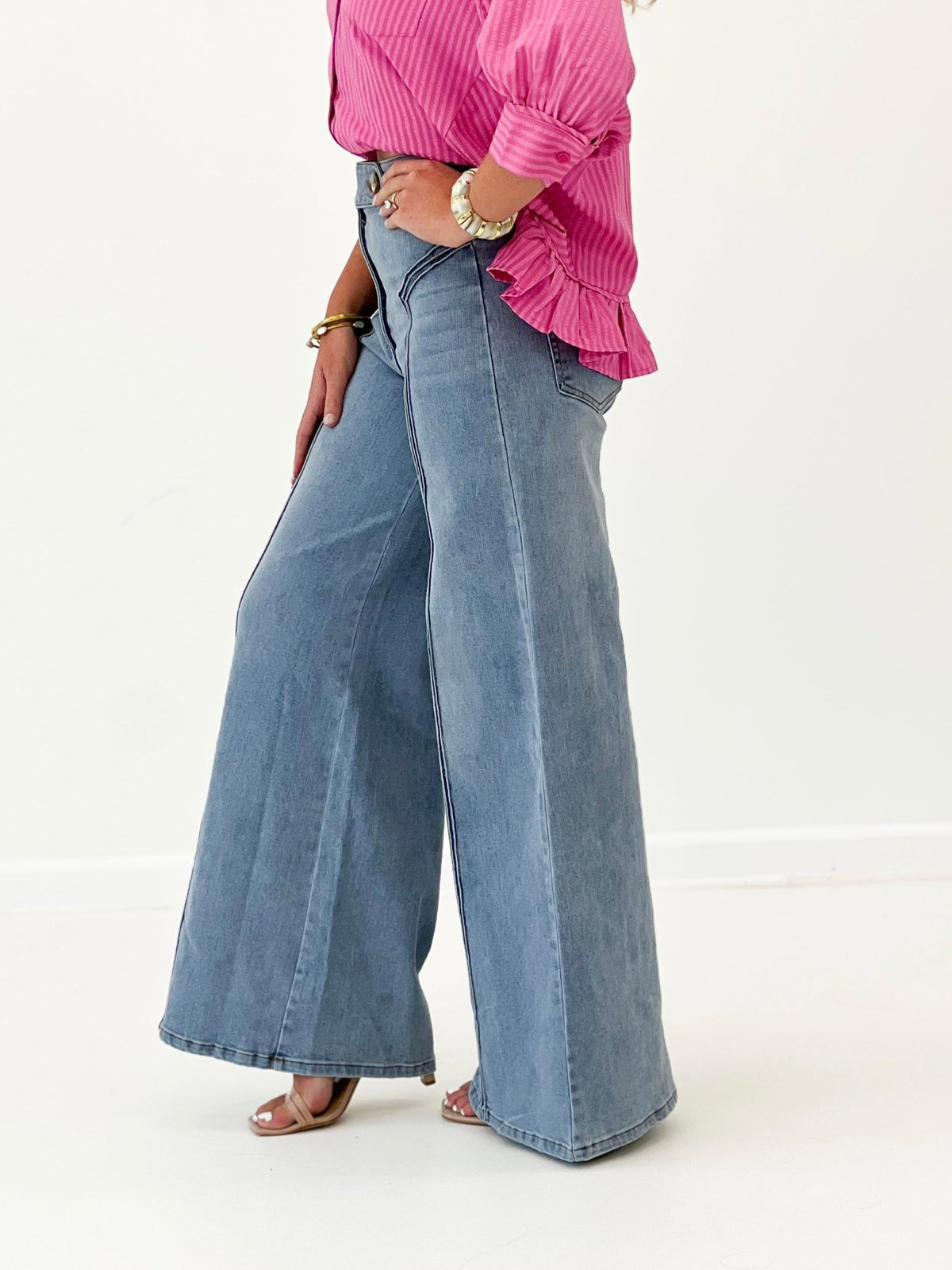 Fate High Waisted Wide Leg Jean - Lavish Boutique03-DENIM