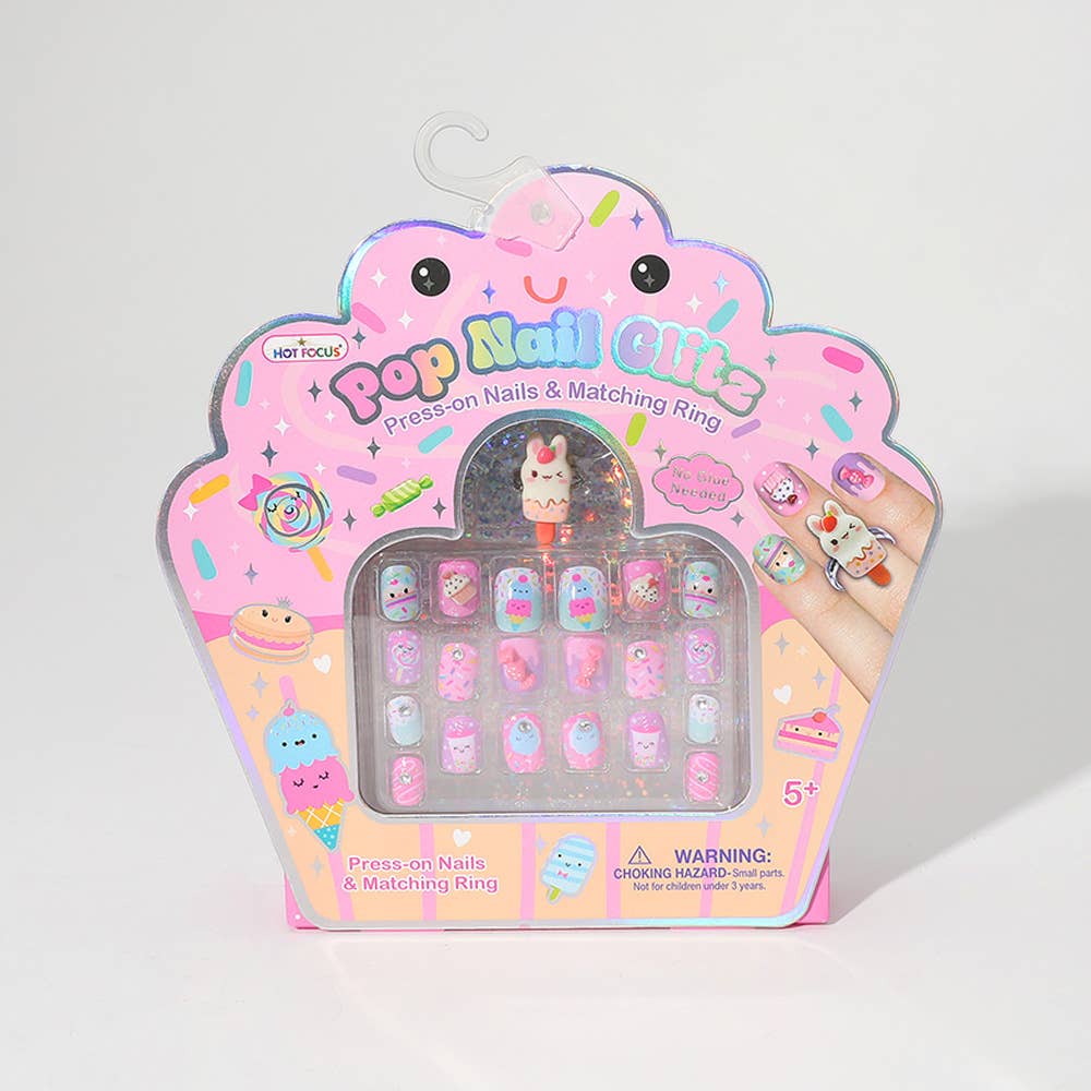 Hot Focus Sweets Pop Nail Glitz Press-On Nail Set
