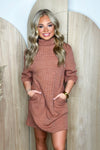 Light Cinnamon Turtle Neck Knit Dress