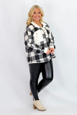 Black Plaid Long Sleeve Collared Top