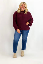 Burgundy Chunky Yarn Sweater