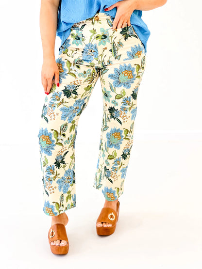 Floral Ankle Crop Pant - Lavish BoutiqueBottoms