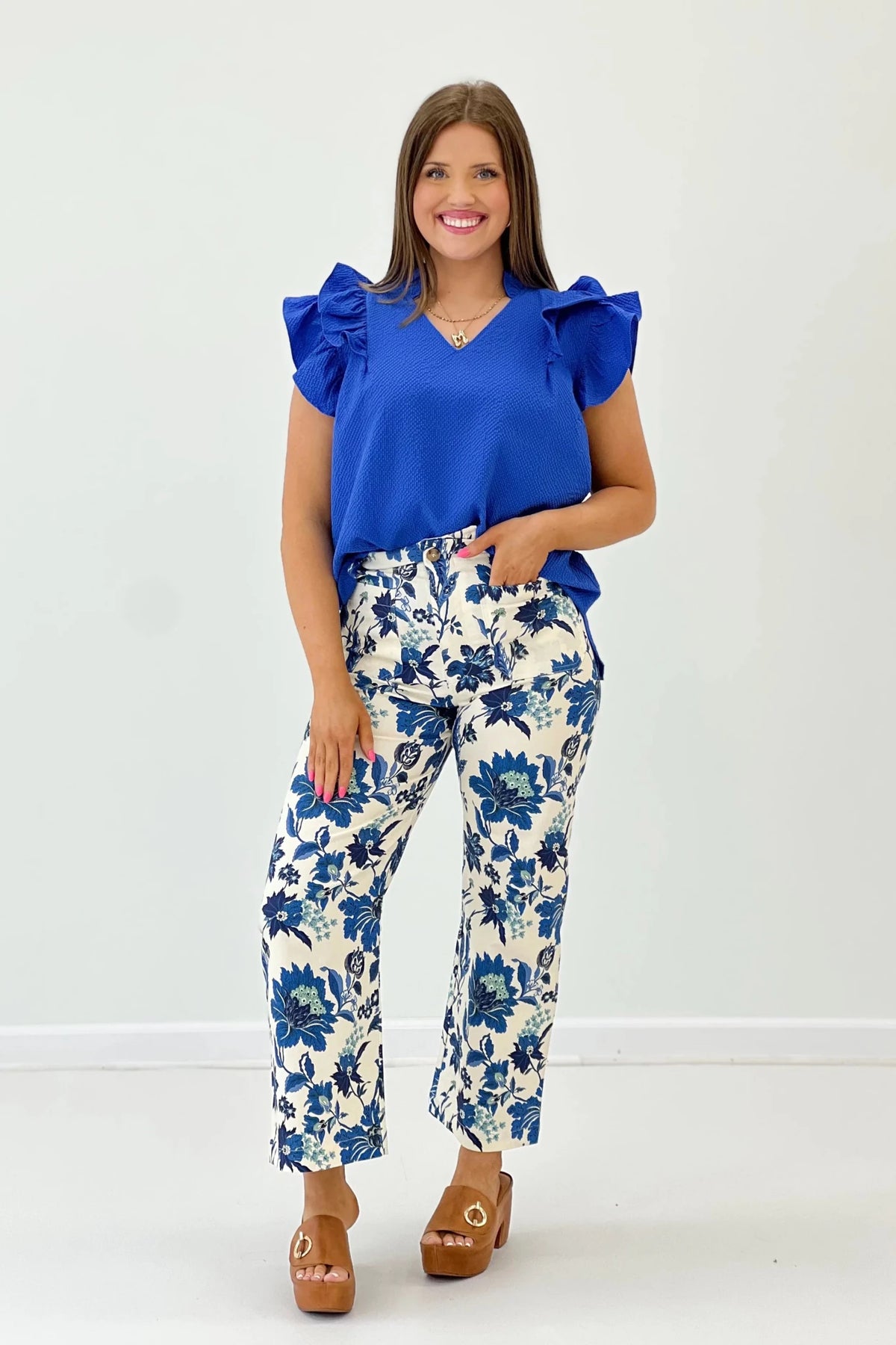 Floral Ankle Crop Pant - Lavish BoutiqueBottoms