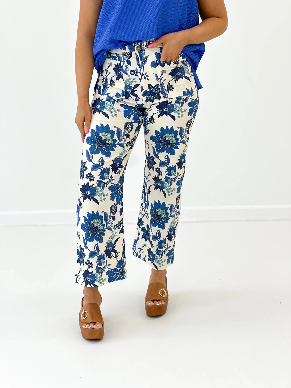 Floral Ankle Crop Pant - Lavish BoutiqueBottoms