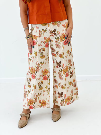 Floral Print Wide Leg Pants - Lavish Boutique02-BOTTOMS
