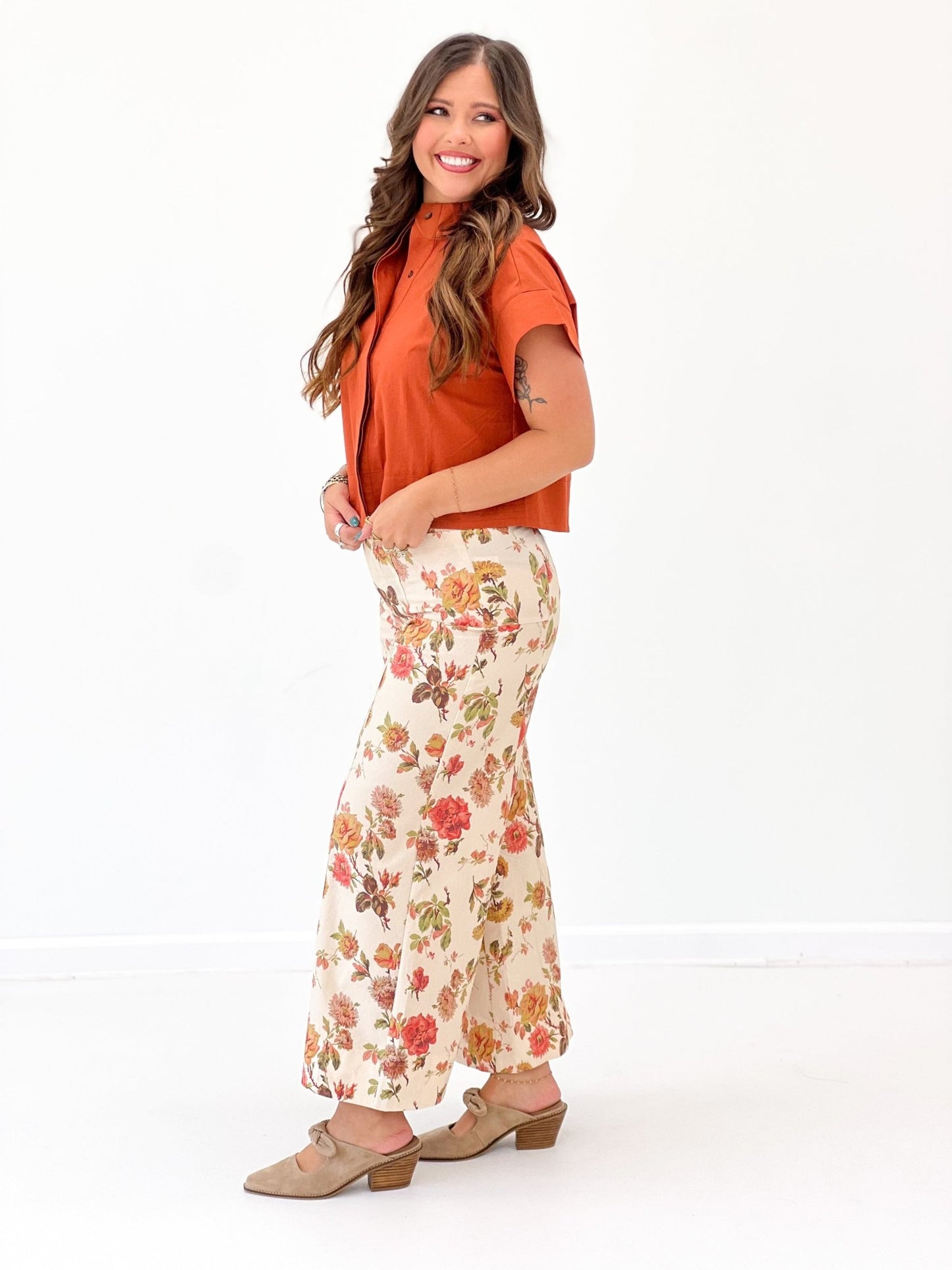 Floral Print Wide Leg Pants - Lavish Boutique02-BOTTOMS