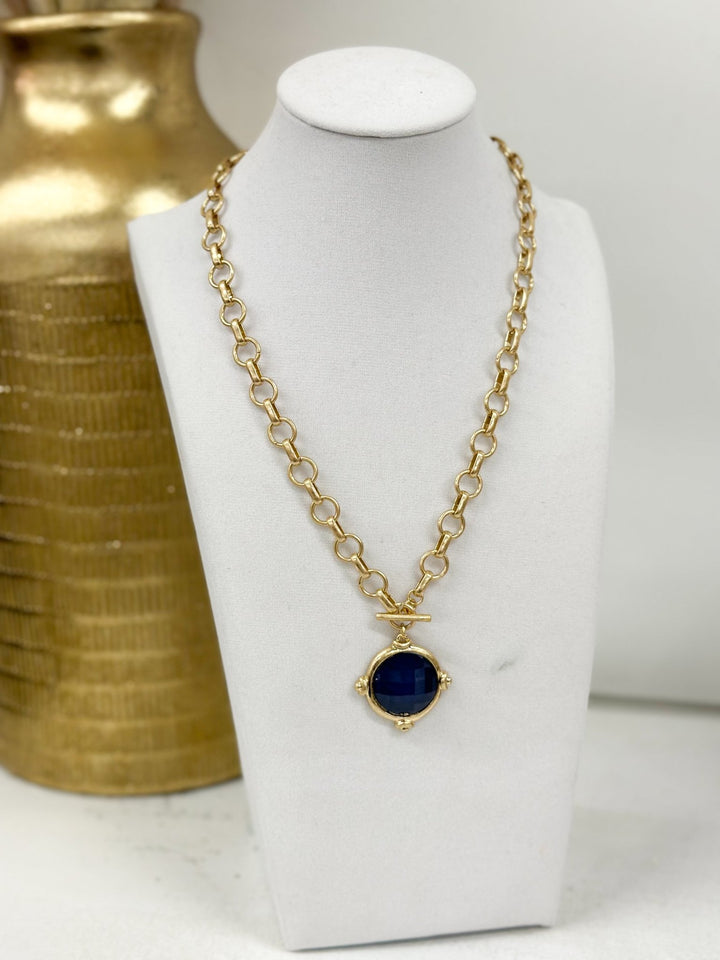 Framed Stone Necklace - Lavish Boutique09-JEWELRY