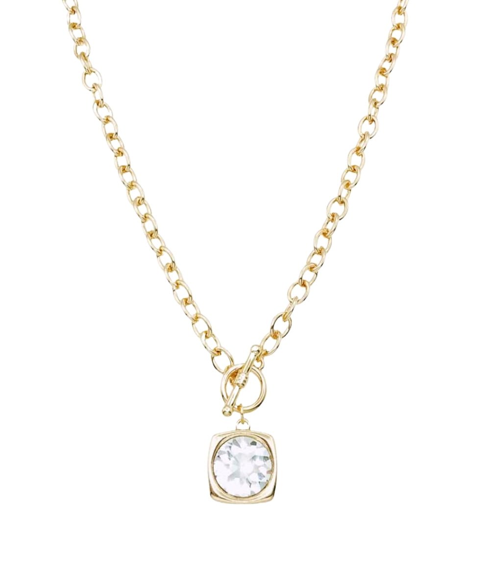 Framed stone pendant on a slim chain necklace