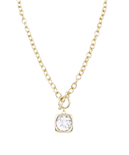 Framed stone pendant on a slim chain necklace