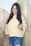 Sand Long Sleeve Flower Patch Top