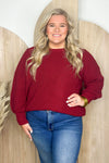 Burgundy Cable Knit Long Sleeve Sweater