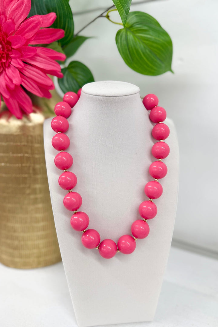 Fuchsia Acrylic Ball Chain Necklace - Lavish Boutique Accessories