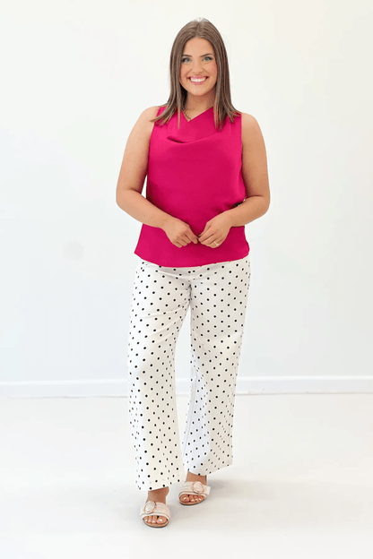 Fuchsia Drape Neckline Sleeveless Top - Lavish Boutique Tops