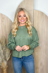 Fern Green Long Sleeve Basic Knit Sweater