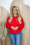 Red Long Sleeve Basic Knit Sweater