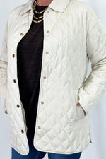 Cream Long Sleeve Quilted Jacket