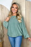 Pacific Green Long Sleeve Mineral Washed Top