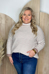 Mocha Striped Mock Neck Tunic Sweater