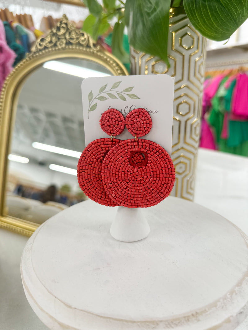 Red Beaded Earrings