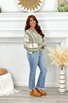 Cream and Olive Mixed Stripe Sweater