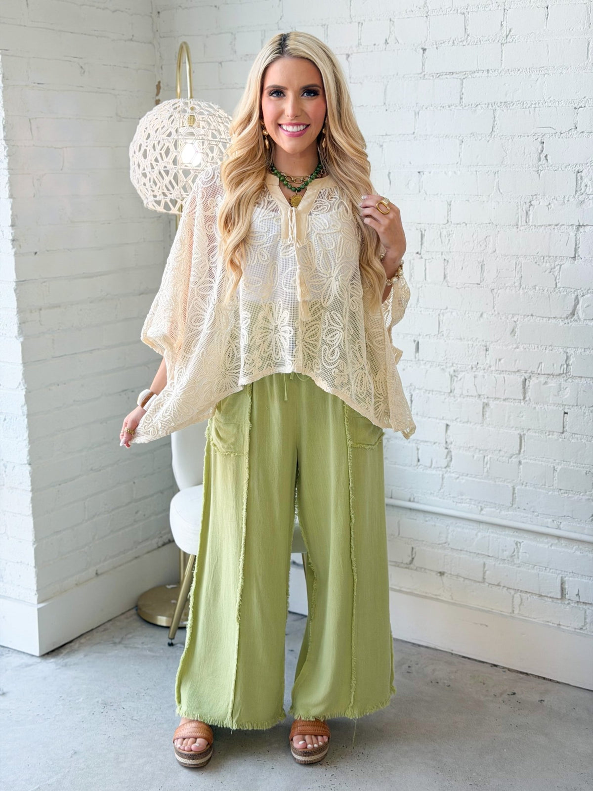 Linen pants with a loose relaxed leg
