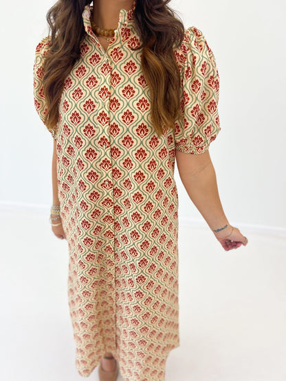 GiGio Ruffle Collar Midi Dress - Lavish Boutique04-DRESSES