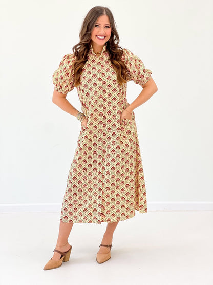 GiGio Ruffle Collar Midi Dress - Lavish Boutique04-DRESSES