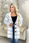 White and Black Long Coat With Pockets