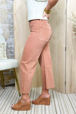 Smoky Salmon Mineral Washed Cropped Pants