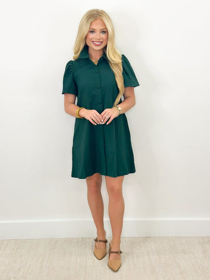 Button down dress with a notched collar neckline