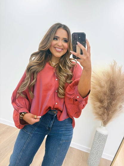 Button down top with buttoned sleeve cuffs