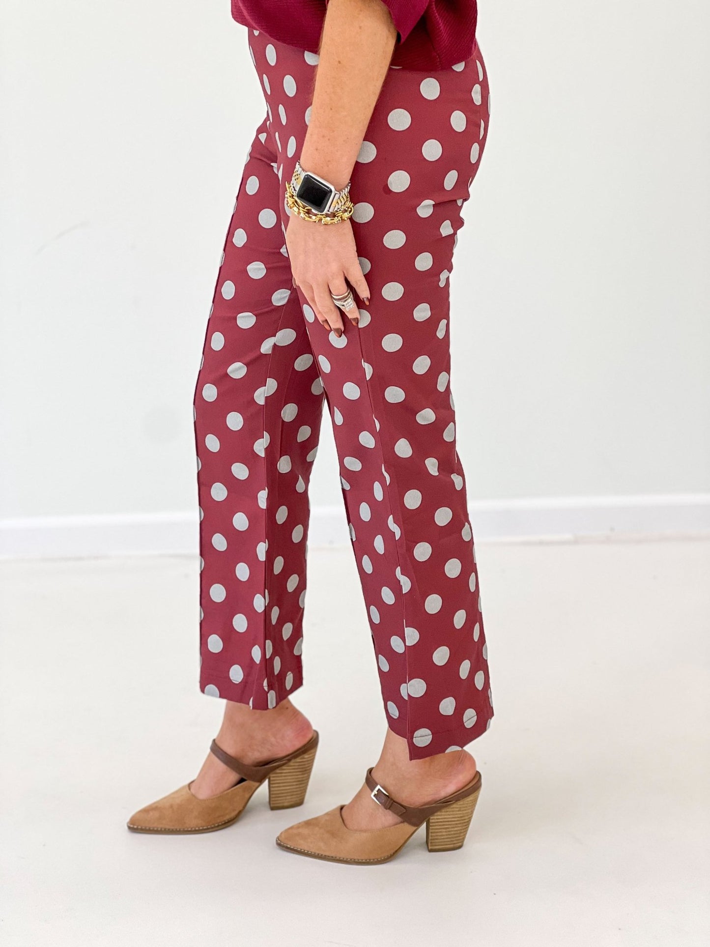 Glam Polka Dot Print Crop Flare Pants - Lavish Boutique02-BOTTOMS