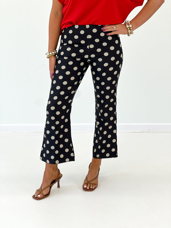 Polka dot print cropped flare pants