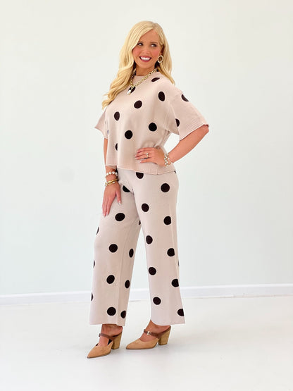 Glam Polka Dot Sweater Pants Set - Lavish Boutique05-ROMPERS/JUMPSUITS