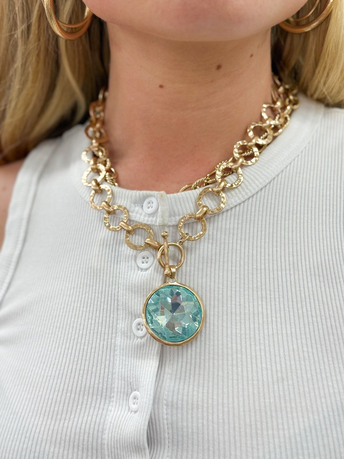 Round glass drop necklace