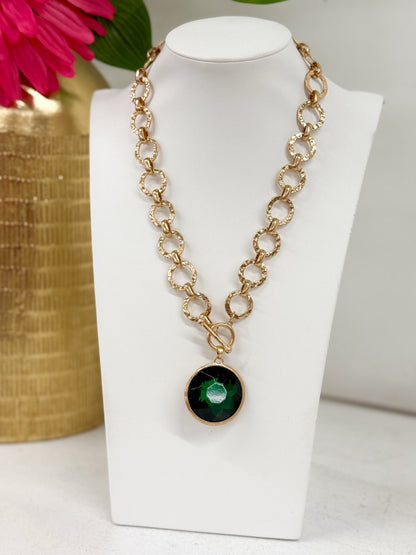 Glass stone pendant on a delicate chain