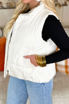 Ivory Zip Up Puffer Vest