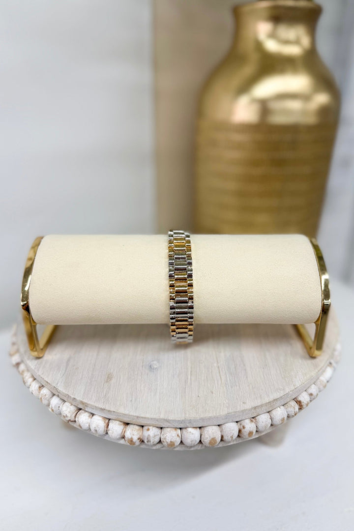 Gold and Rhodium Watch Band Bracelet - Lavish Boutique Accessories