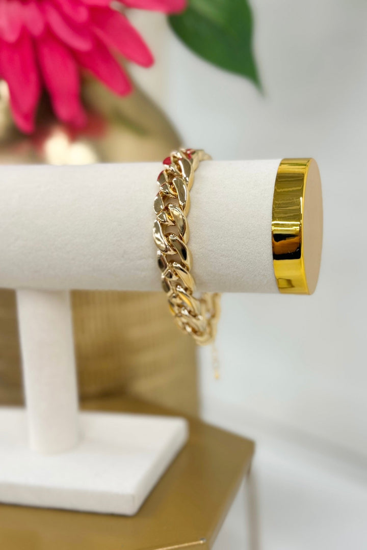 Gold chain link bracelet