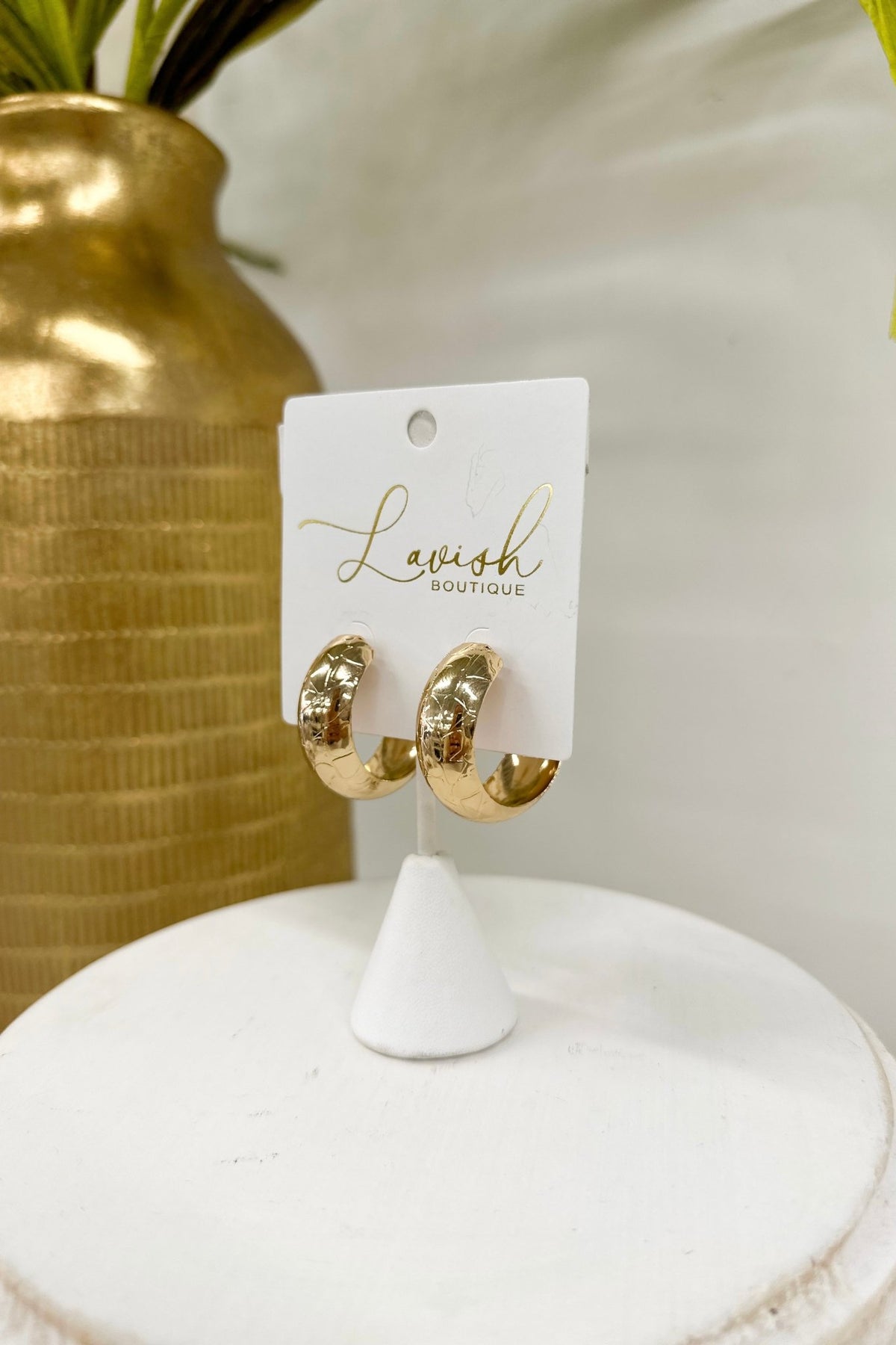 Chunky gold metal hoop earrings