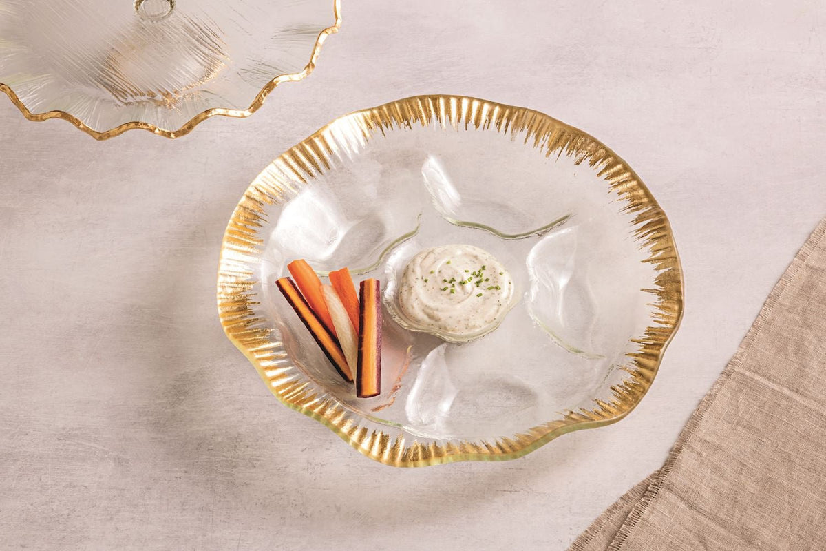 Gold Glass Divided Platter, Clear and Gold - Lavish Boutique11-GIFTS