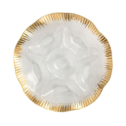 Clear and gold glass divided serving platter