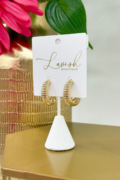 Gold U-shaped omega hoop earrings