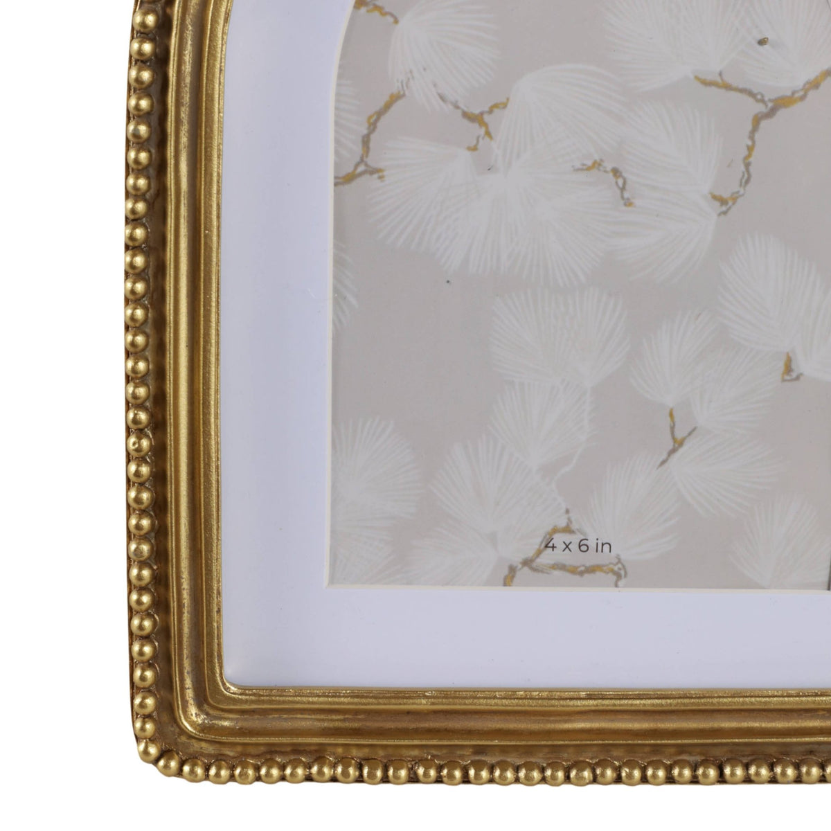 Gold arched photo frame trimmed in beading