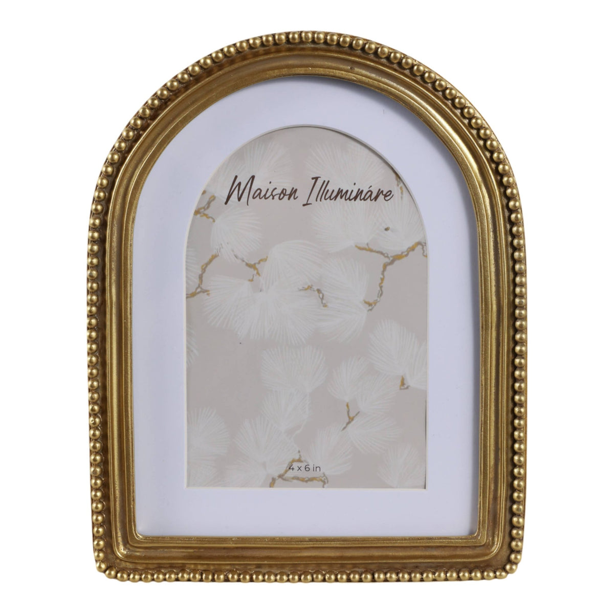 Gold beaded picture frame shaped as an arch, 4x6