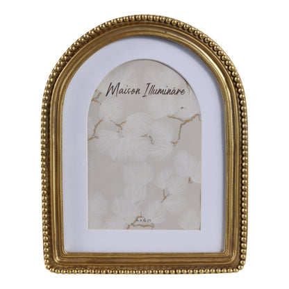 Gold beaded picture frame shaped as an arch, 4x6